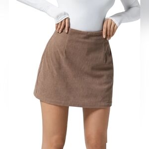 Halara Womens Mini Skirt Corduroy High Waisted Coco Brown Medium New
